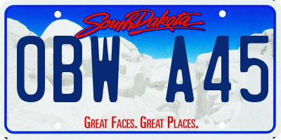 SD license plate 0BWA45