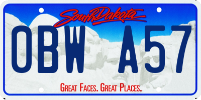 SD license plate 0BWA57