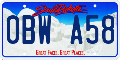SD license plate 0BWA58