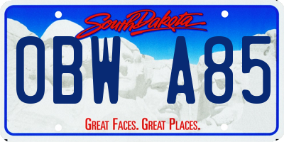 SD license plate 0BWA85