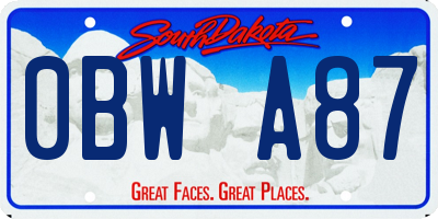 SD license plate 0BWA87