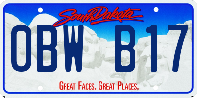 SD license plate 0BWB17