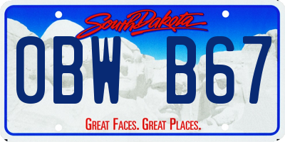 SD license plate 0BWB67