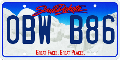 SD license plate 0BWB86