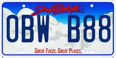 SD license plate 0BWB88