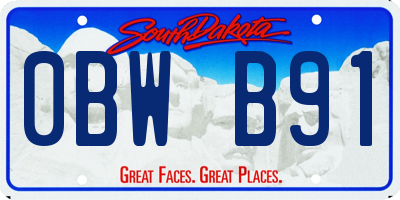 SD license plate 0BWB91