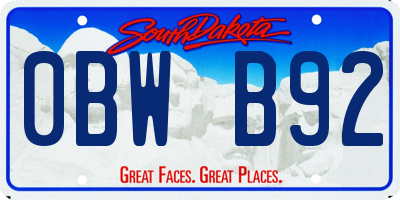 SD license plate 0BWB92