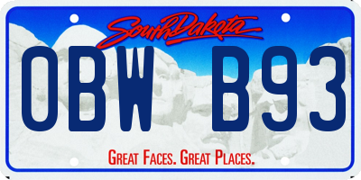 SD license plate 0BWB93