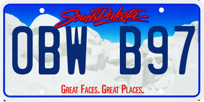 SD license plate 0BWB97