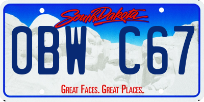 SD license plate 0BWC67