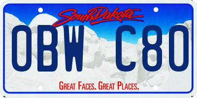 SD license plate 0BWC80