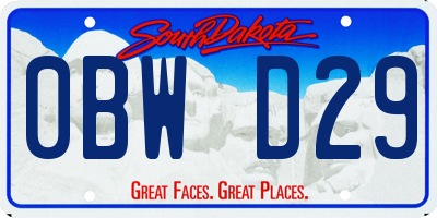 SD license plate 0BWD29