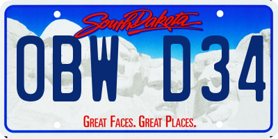 SD license plate 0BWD34