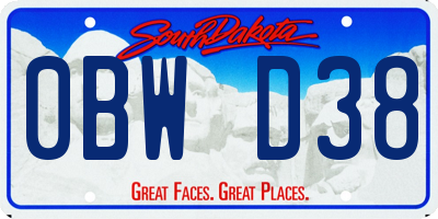 SD license plate 0BWD38