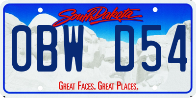 SD license plate 0BWD54