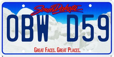 SD license plate 0BWD59