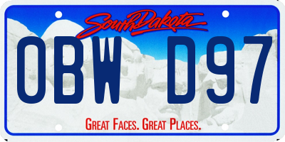 SD license plate 0BWD97