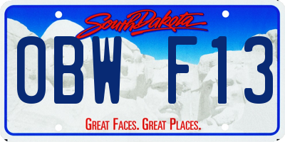 SD license plate 0BWF13