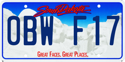 SD license plate 0BWF17