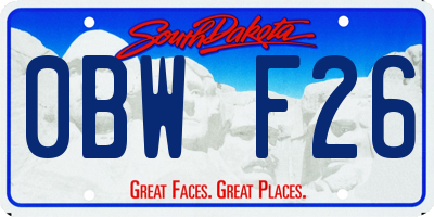 SD license plate 0BWF26