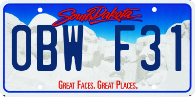 SD license plate 0BWF31