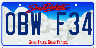 SD license plate 0BWF34