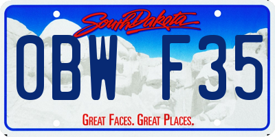 SD license plate 0BWF35
