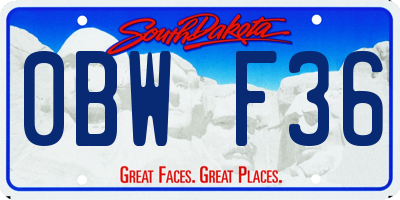 SD license plate 0BWF36