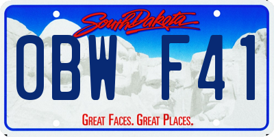 SD license plate 0BWF41