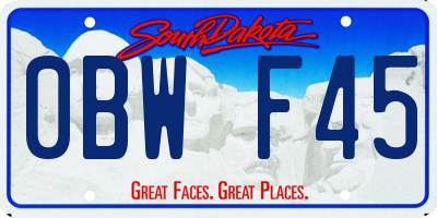 SD license plate 0BWF45