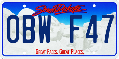 SD license plate 0BWF47