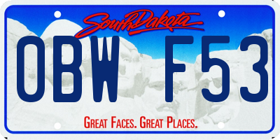 SD license plate 0BWF53