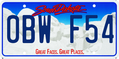 SD license plate 0BWF54