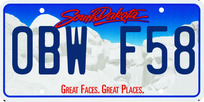 SD license plate 0BWF58