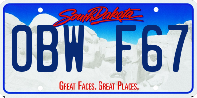 SD license plate 0BWF67
