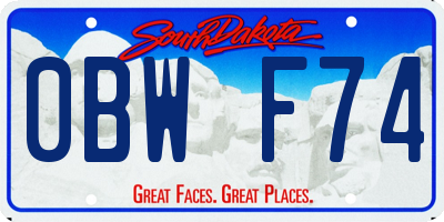 SD license plate 0BWF74