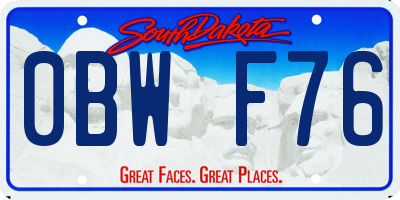 SD license plate 0BWF76