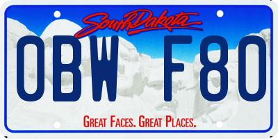 SD license plate 0BWF80