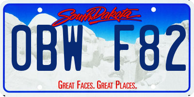 SD license plate 0BWF82