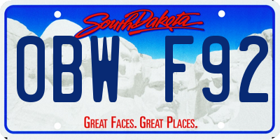 SD license plate 0BWF92