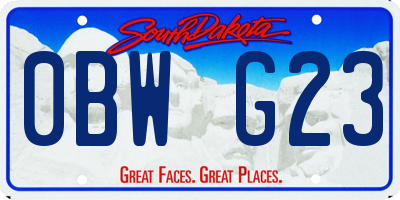 SD license plate 0BWG23