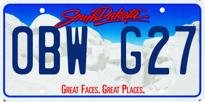 SD license plate 0BWG27