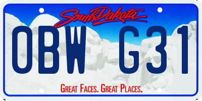 SD license plate 0BWG31