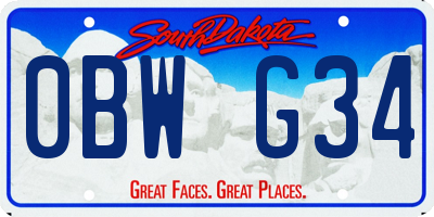 SD license plate 0BWG34
