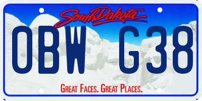 SD license plate 0BWG38