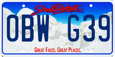SD license plate 0BWG39