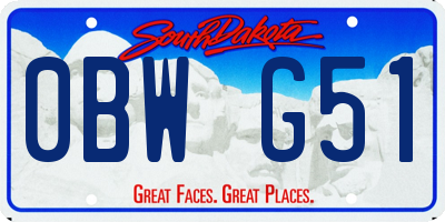 SD license plate 0BWG51