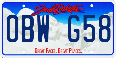 SD license plate 0BWG58