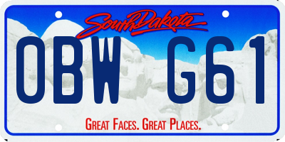 SD license plate 0BWG61