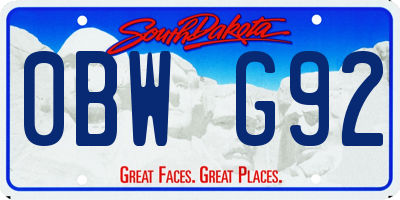 SD license plate 0BWG92